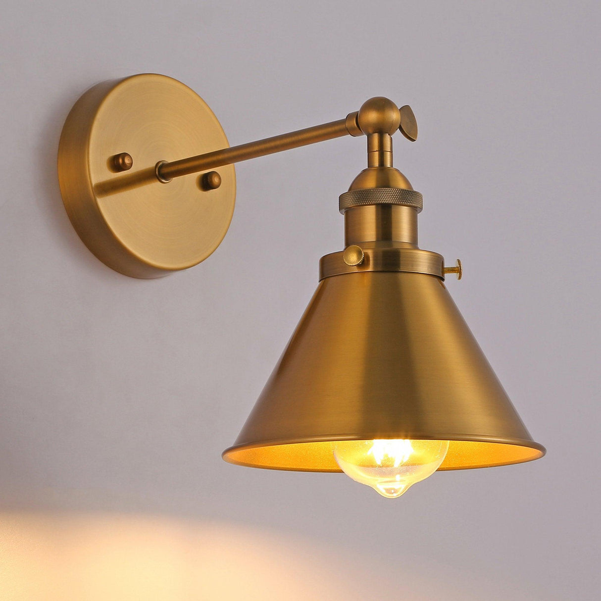 1-Light Rhem Brass Wall Sconce Light-Parc Decor