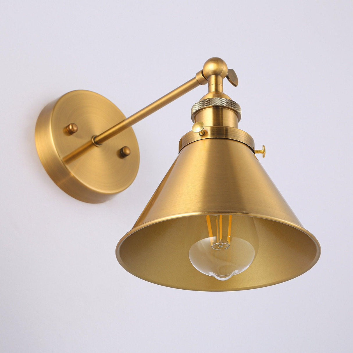 1-Light Rhem Brass Wall Sconce Light-Parc Decor