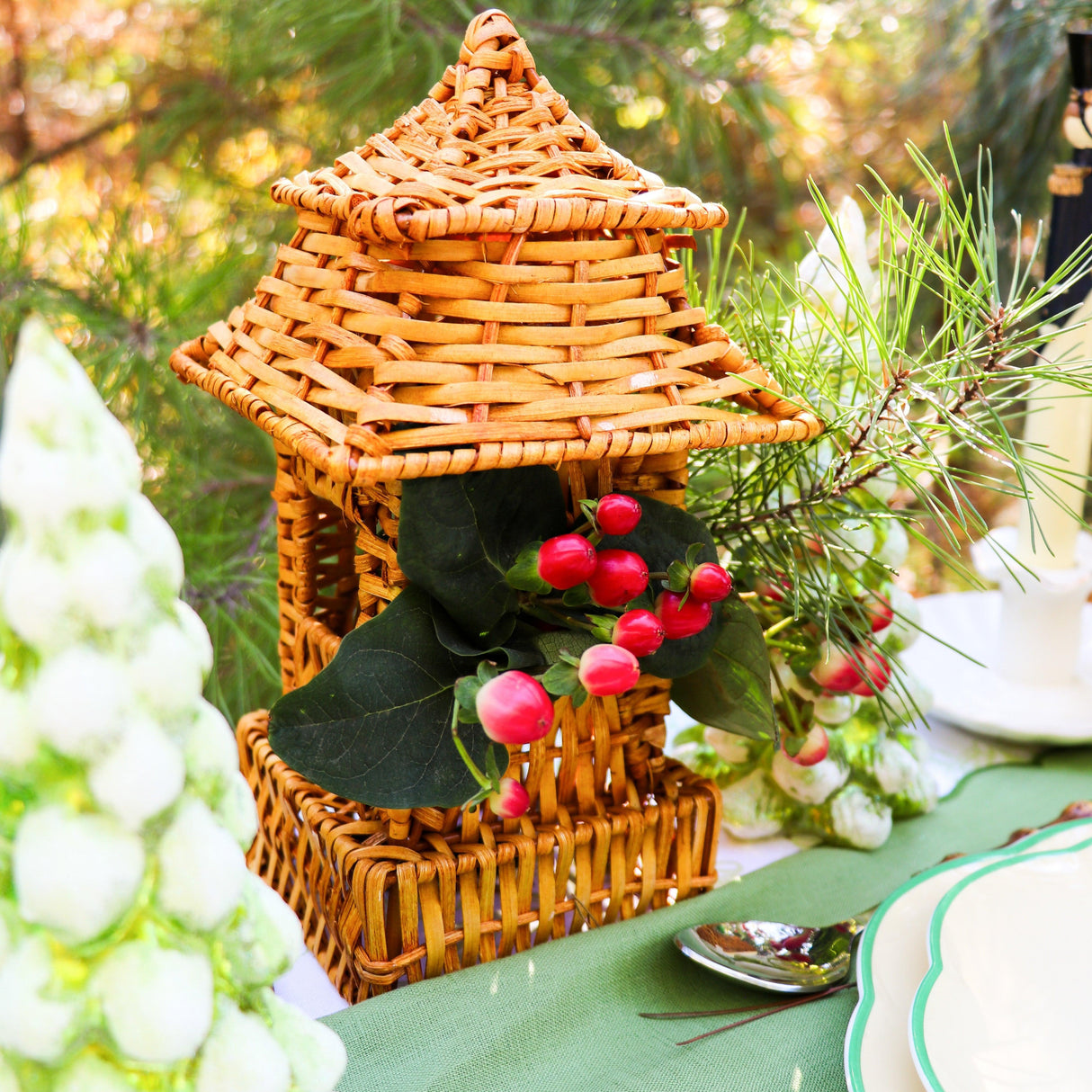 10 (+1 Free Bonus) Small Natural Rattan Pagodas – Handmade-Other Table Decoration-Parc Decor