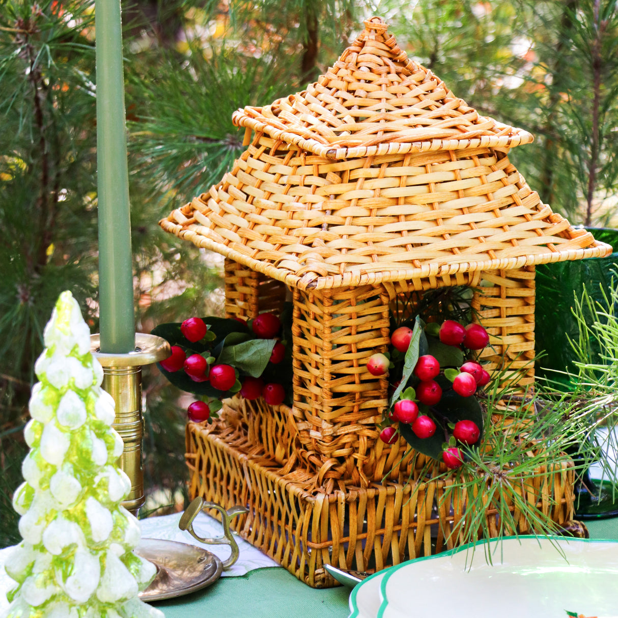 10 (+1 Free Bonus) Small Natural Rattan Pagodas – Handmade-Other Table Decoration-Parc Decor