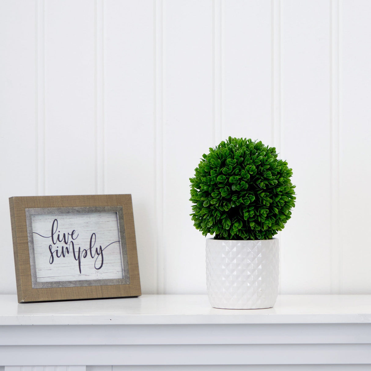 10" Artificial Boxwood Topiary Plant with Decorative Planter-Plant in Planter-Parc Decor