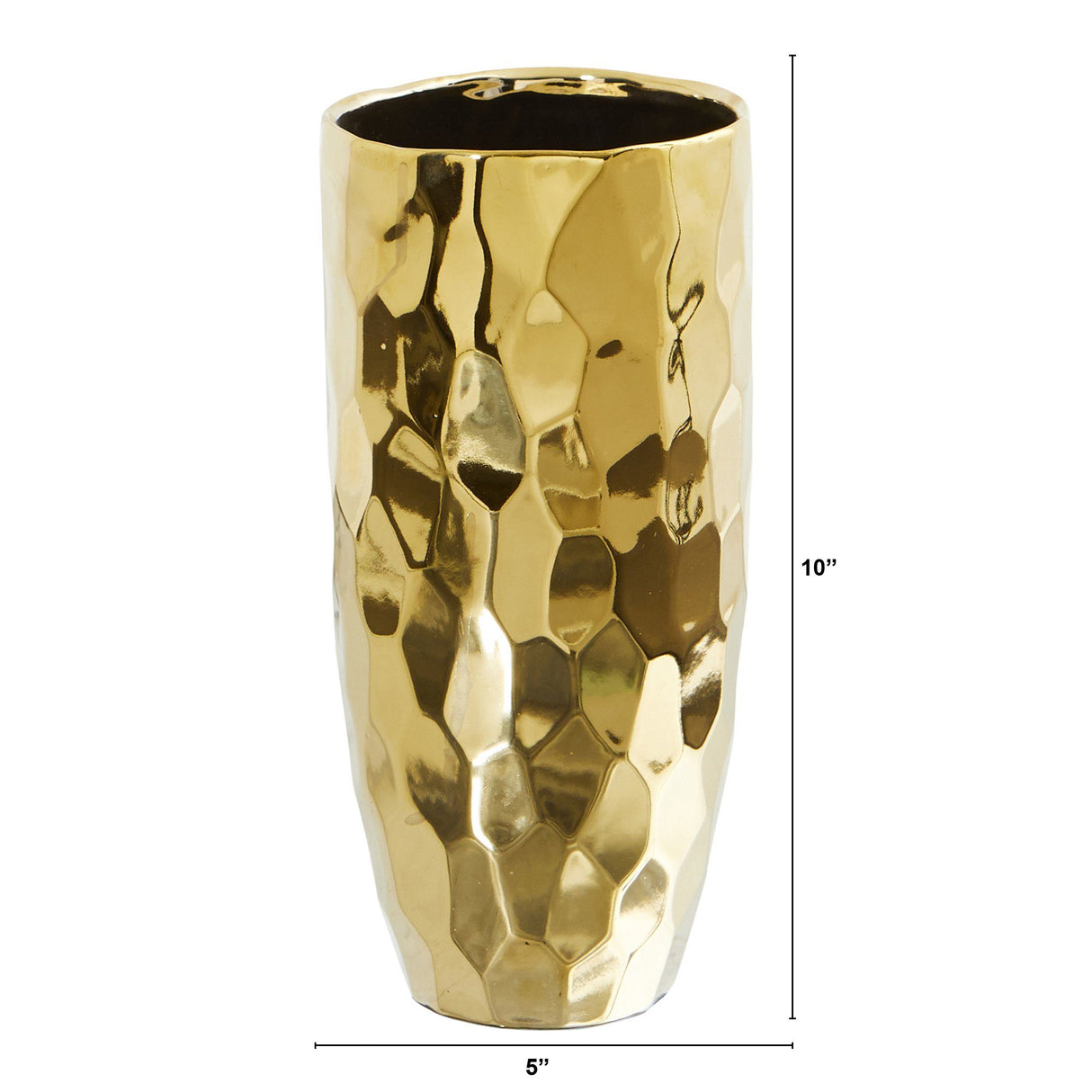 10” Designer Gold Cylinder Vase-Vase-Parc Decor