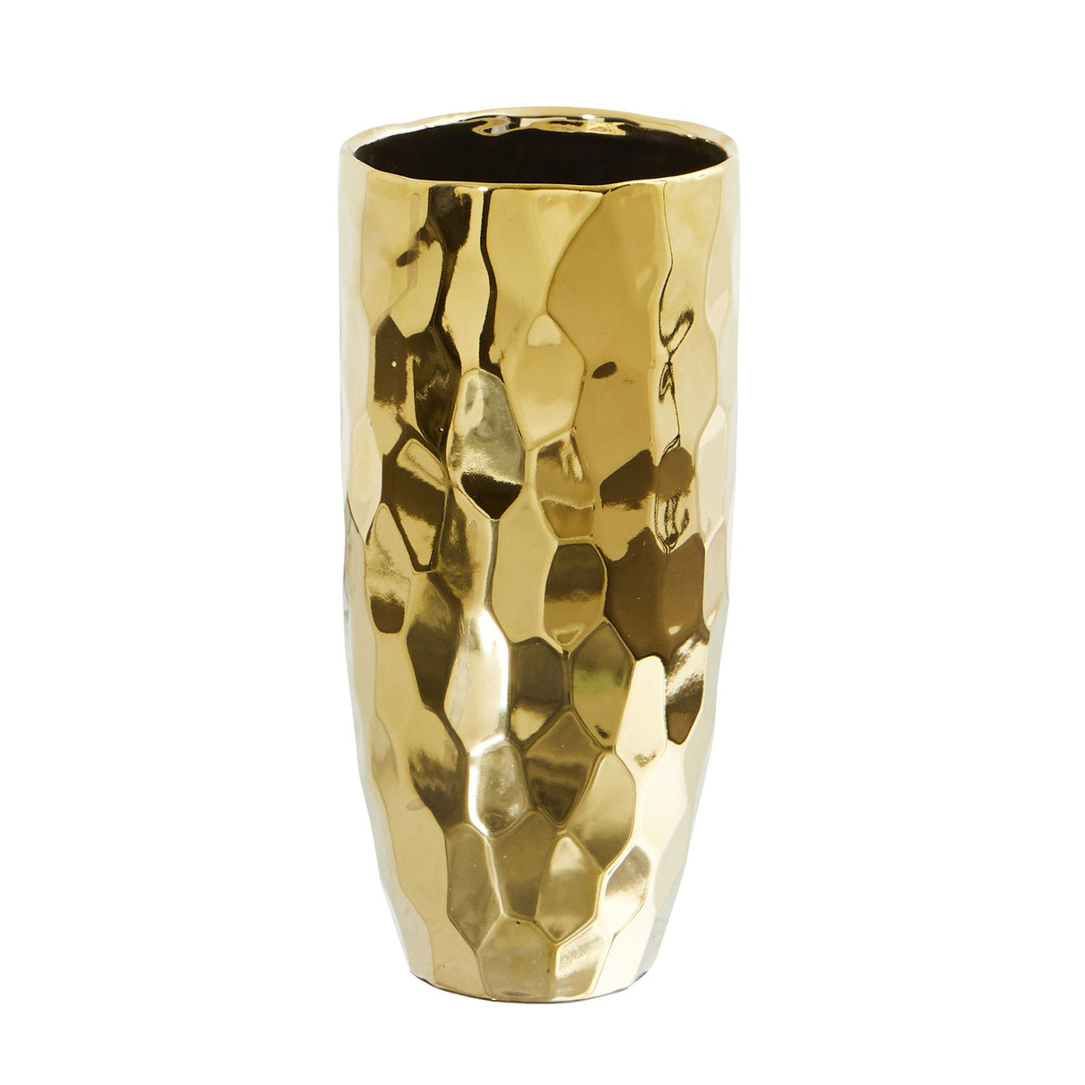 10” Designer Gold Cylinder Vase-Vase-Parc Decor