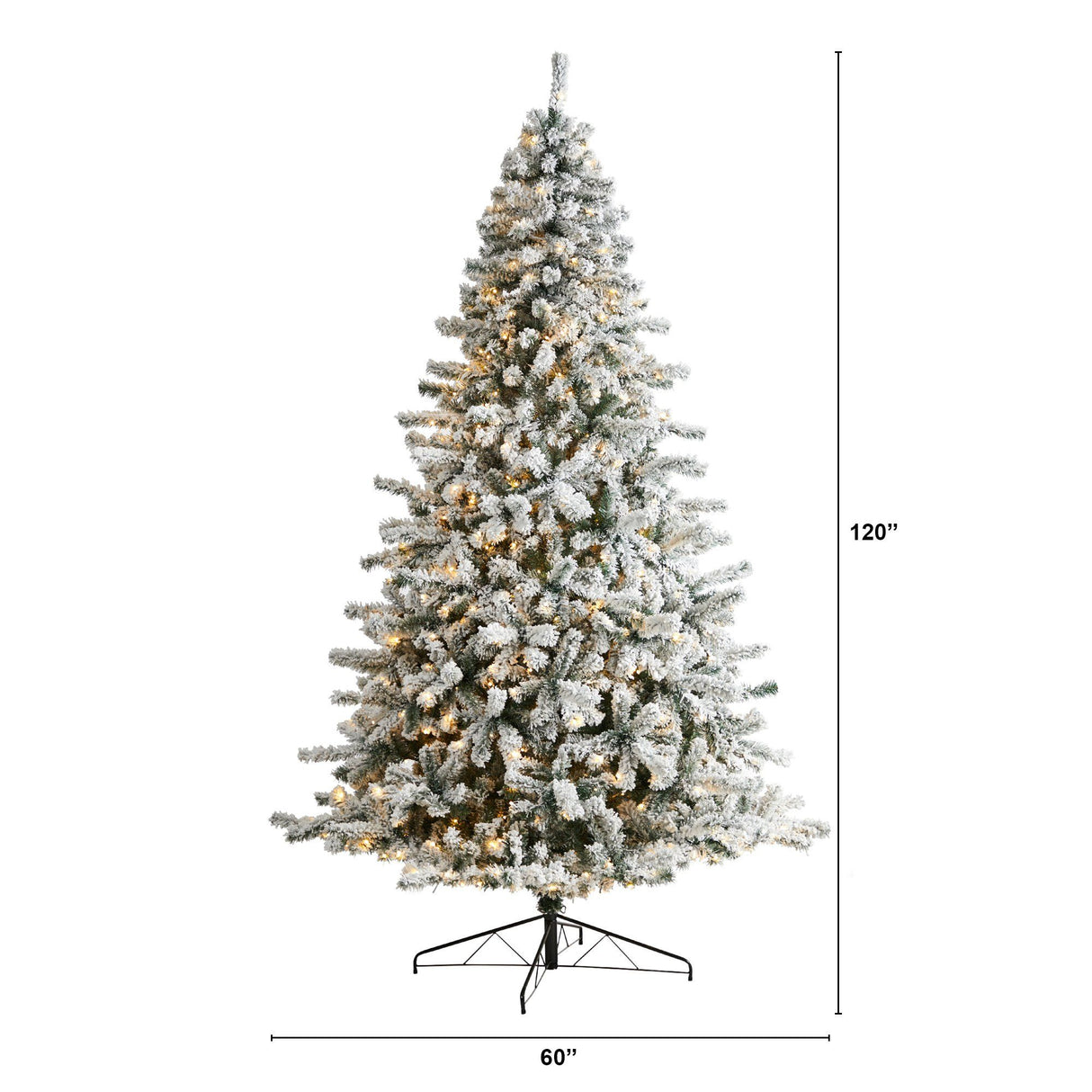 10' Flocked Rock Springs Spruce Christmas Tree with 800 LED Lights and 1880 Bendable Branches-Christmas Tree-Parc Decor