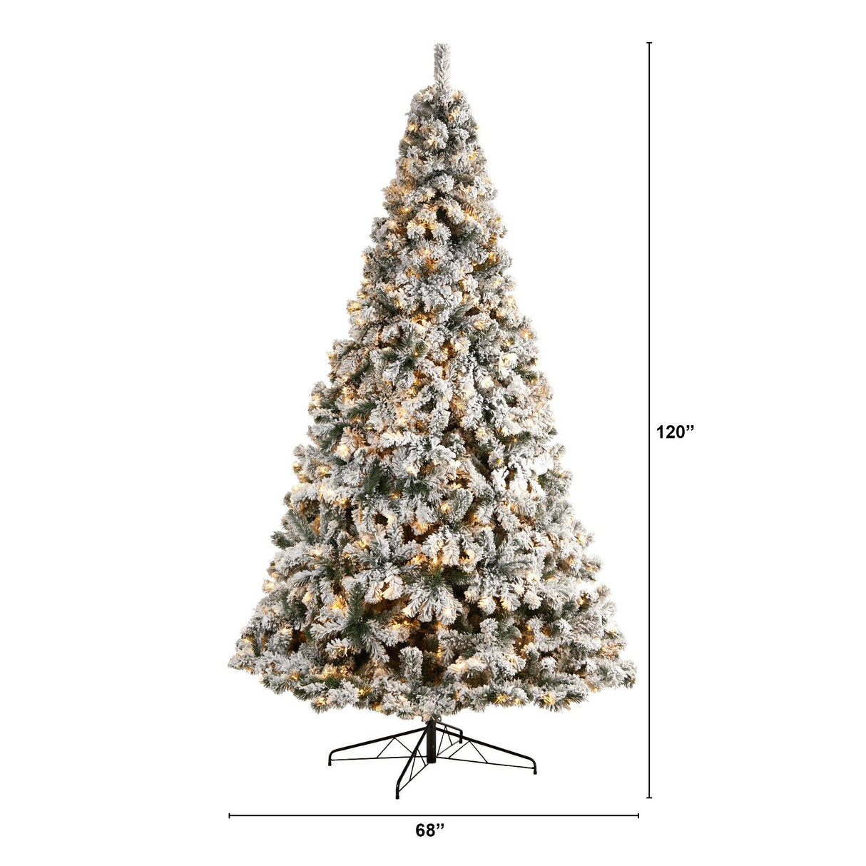 10' Flocked West Virginia Fir Artificial Christmas Tree with 800 Warm White LED Lights and 1680 Tips-Christmas Tree-Parc Decor