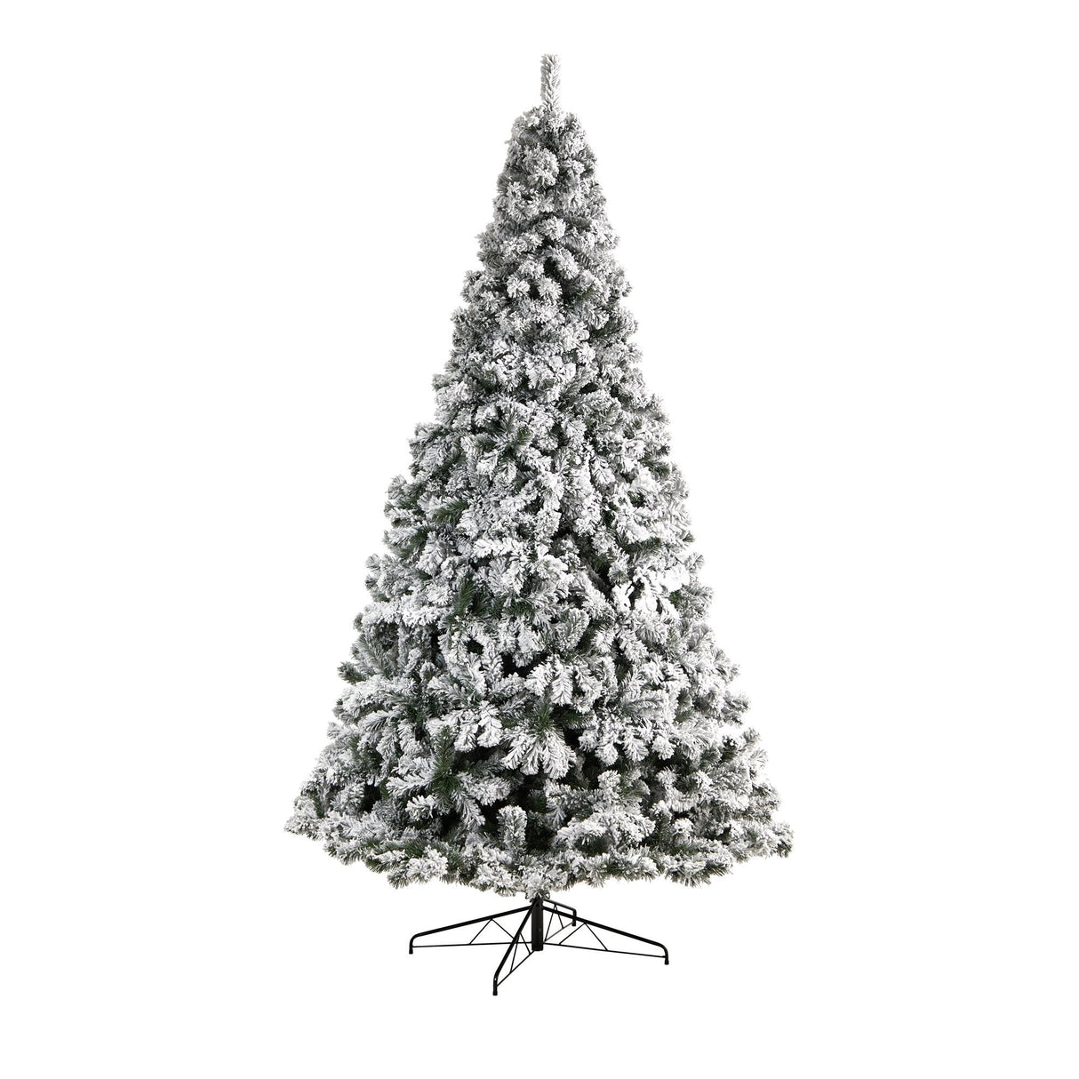 10' Flocked West Virginia Fir Artificial Christmas Tree with 800 Warm White LED Lights and 1680 Tips-Christmas Tree-Parc Decor