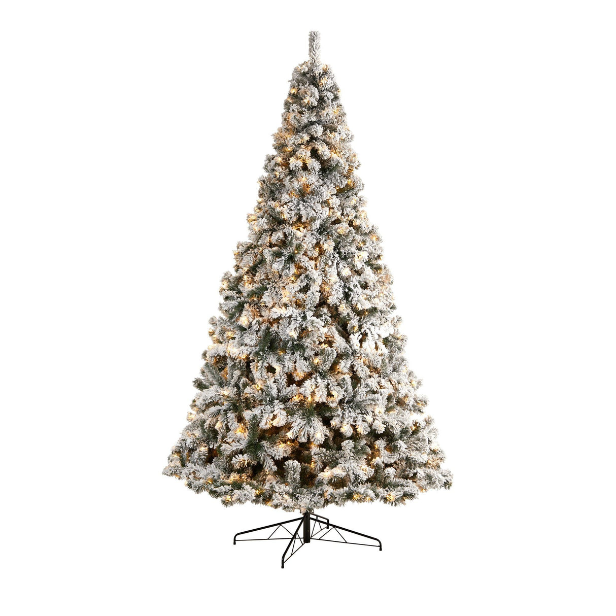 10' Flocked West Virginia Fir Artificial Christmas Tree with 800 Warm White LED Lights and 1680 Tips-Christmas Tree-Parc Decor