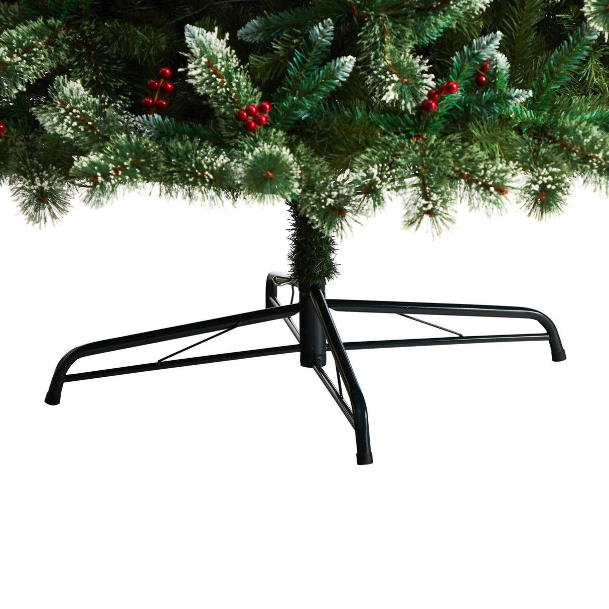 10’ Frosted Swiss Pine Artificial Christmas Tree with 850 Clear LED Lights and Berries-Christmas Tree-Parc Decor