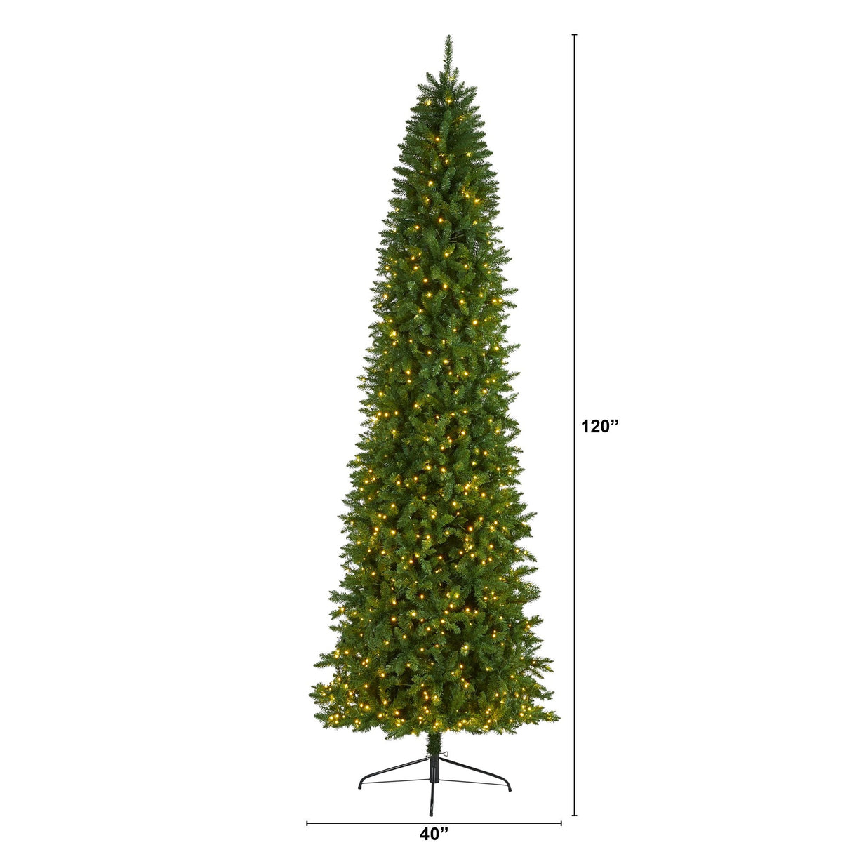 10’ Slim Green Mountain Pine Artificial Christmas Tree with 800 Clear LED Lights-Christmas Tree-Parc Decor