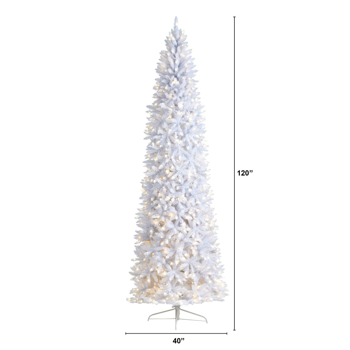 10’ Slim White Artificial Christmas Tree with 800 Warm White LED Lights and 2420 Bendable Branches-Christmas Tree-Parc Decor
