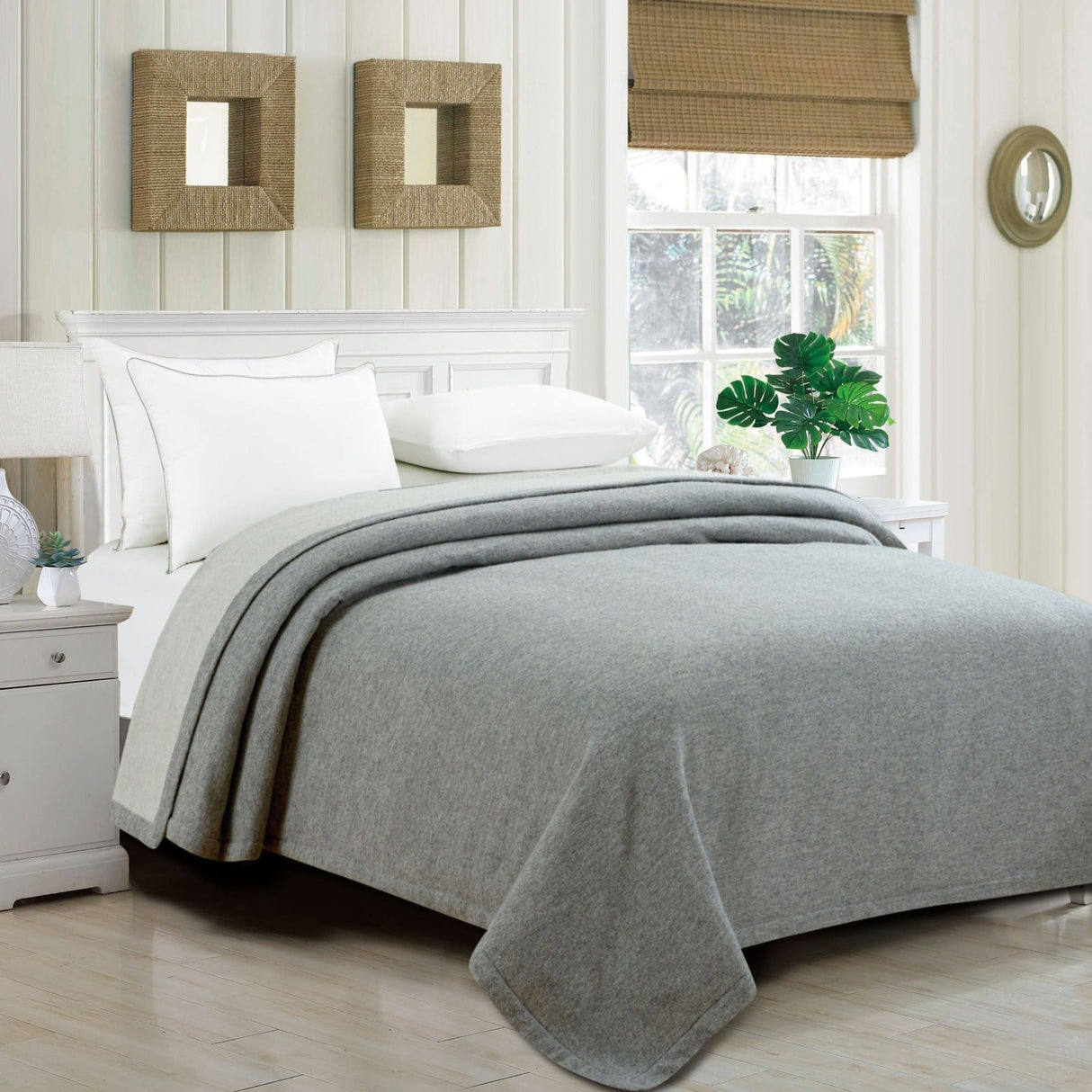 100% Merino Wool Reversible Blanket-Parc Decor