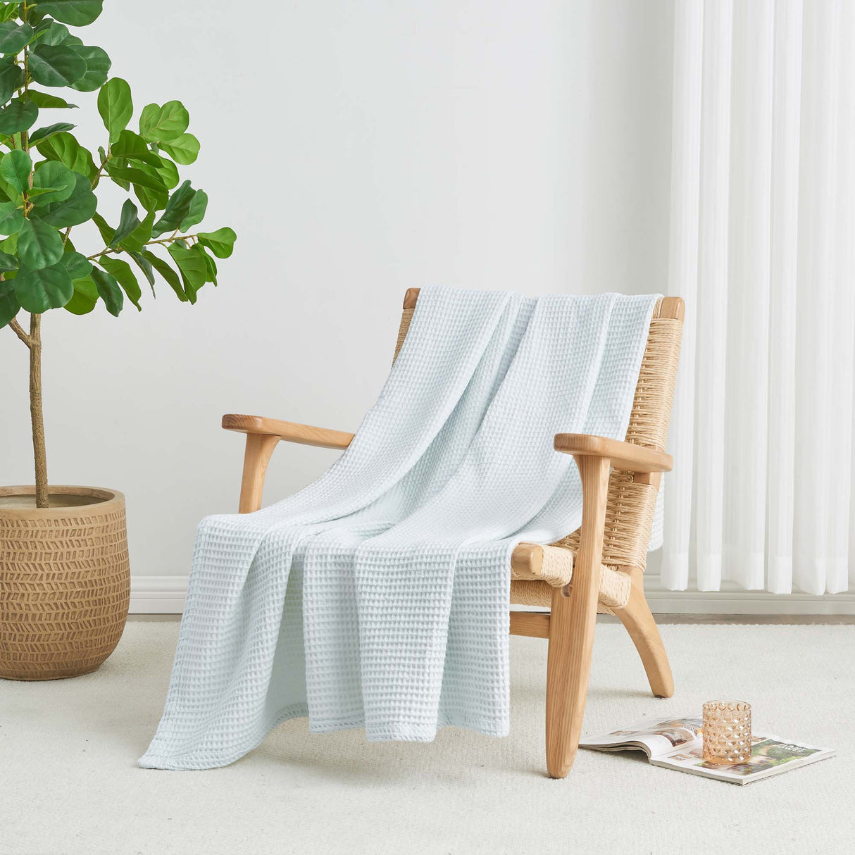 100% Cotton Waffle Weave Blanket - Mikala Collection-Blankets-Parc Decor