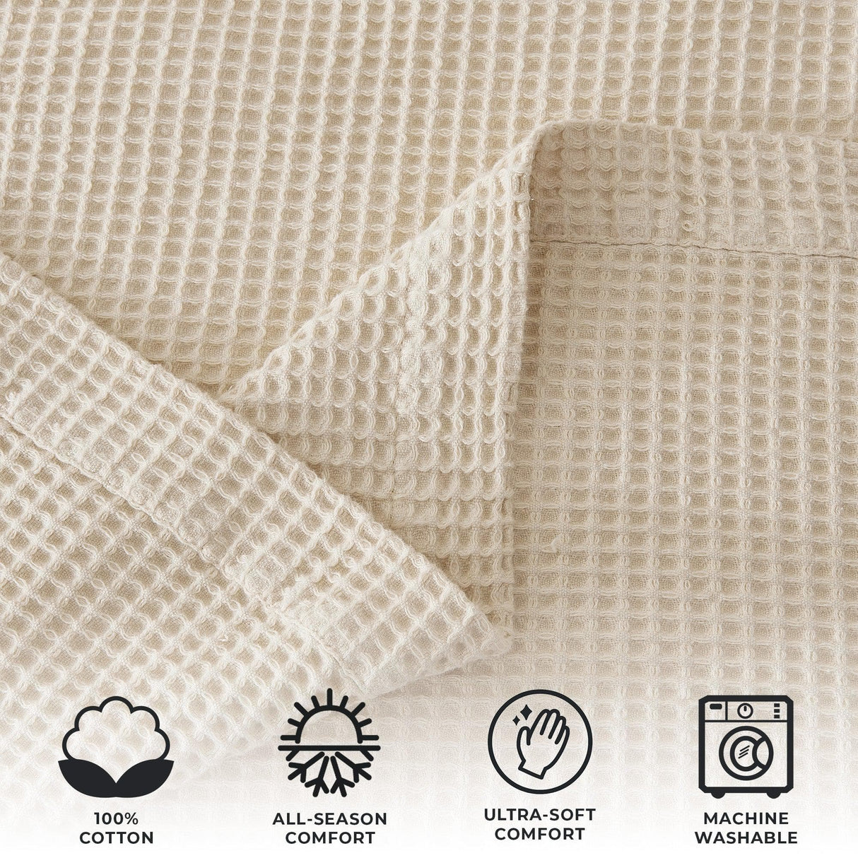 100% Cotton Waffle Weave Blanket - Mikala Collection-Blankets-Parc Decor