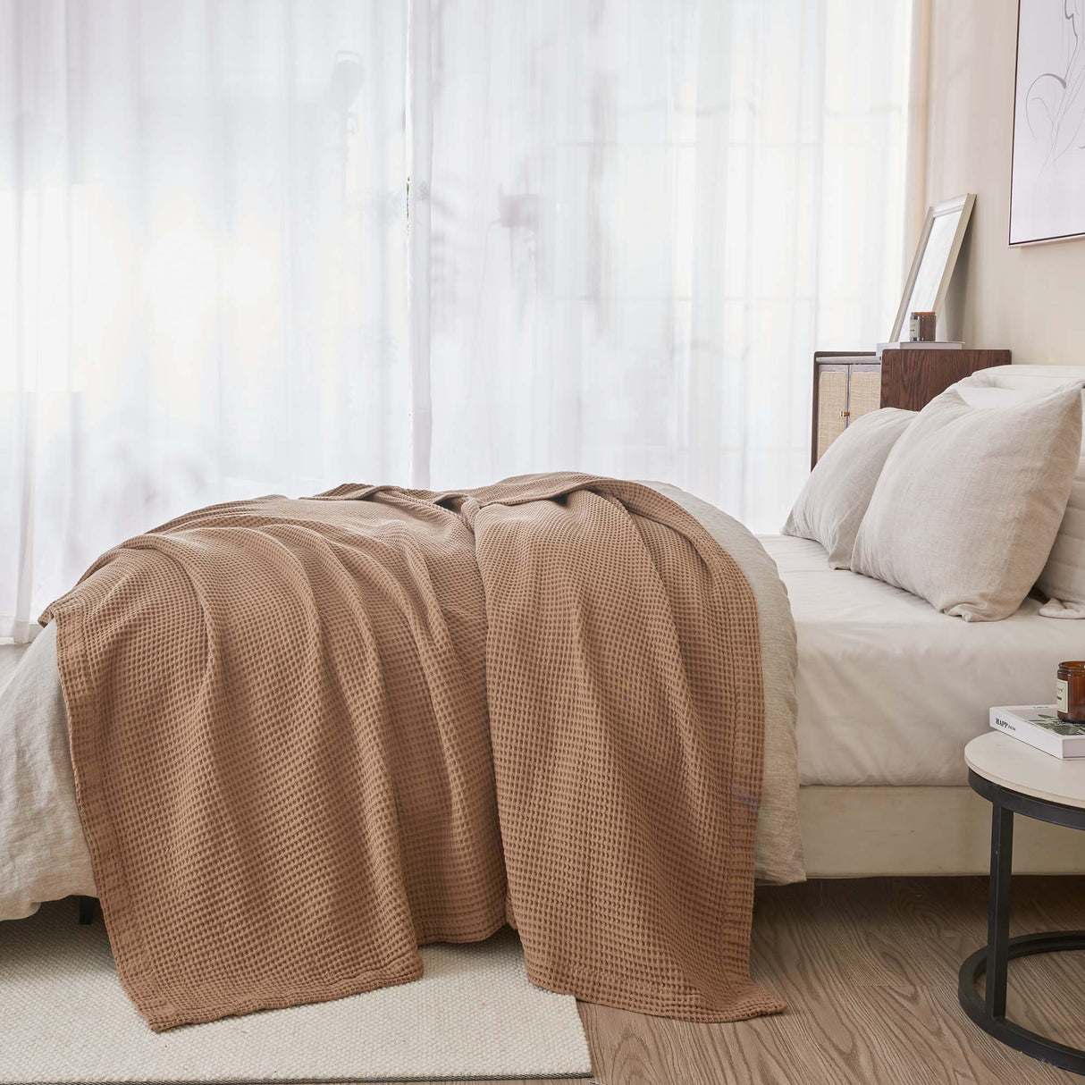 100% Cotton Waffle Weave Blanket - Mikala Collection-Blankets-Parc Decor