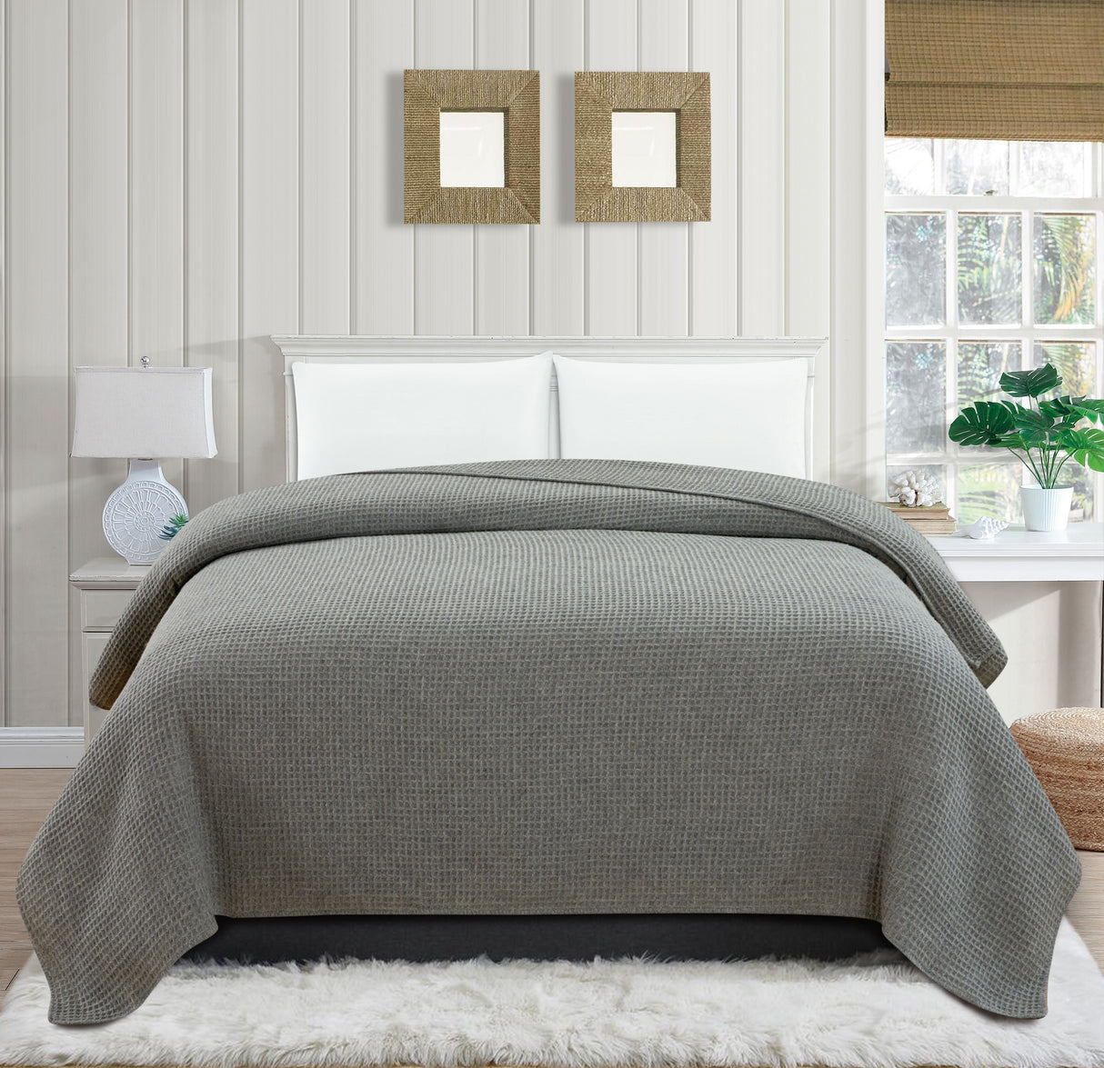 100% Merino Wool Waffle Weave Blanket-Blanket-Parc Decor