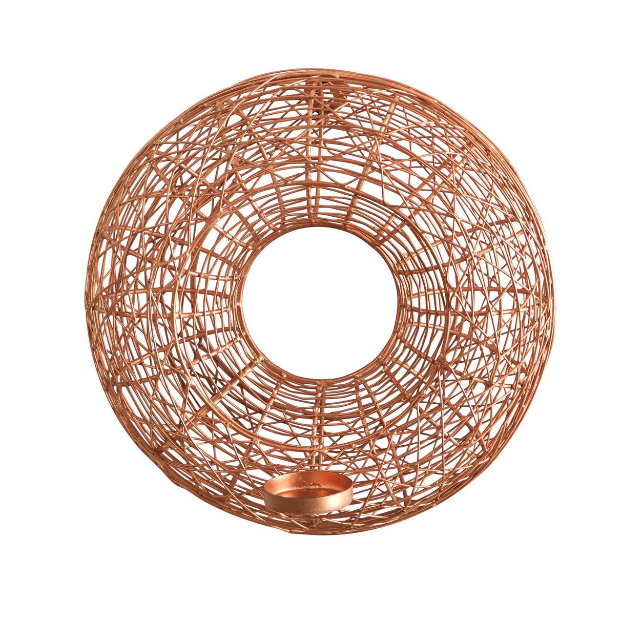 11” Wired Copper Circle Wall Sconce Candle Holder-Parc Decor