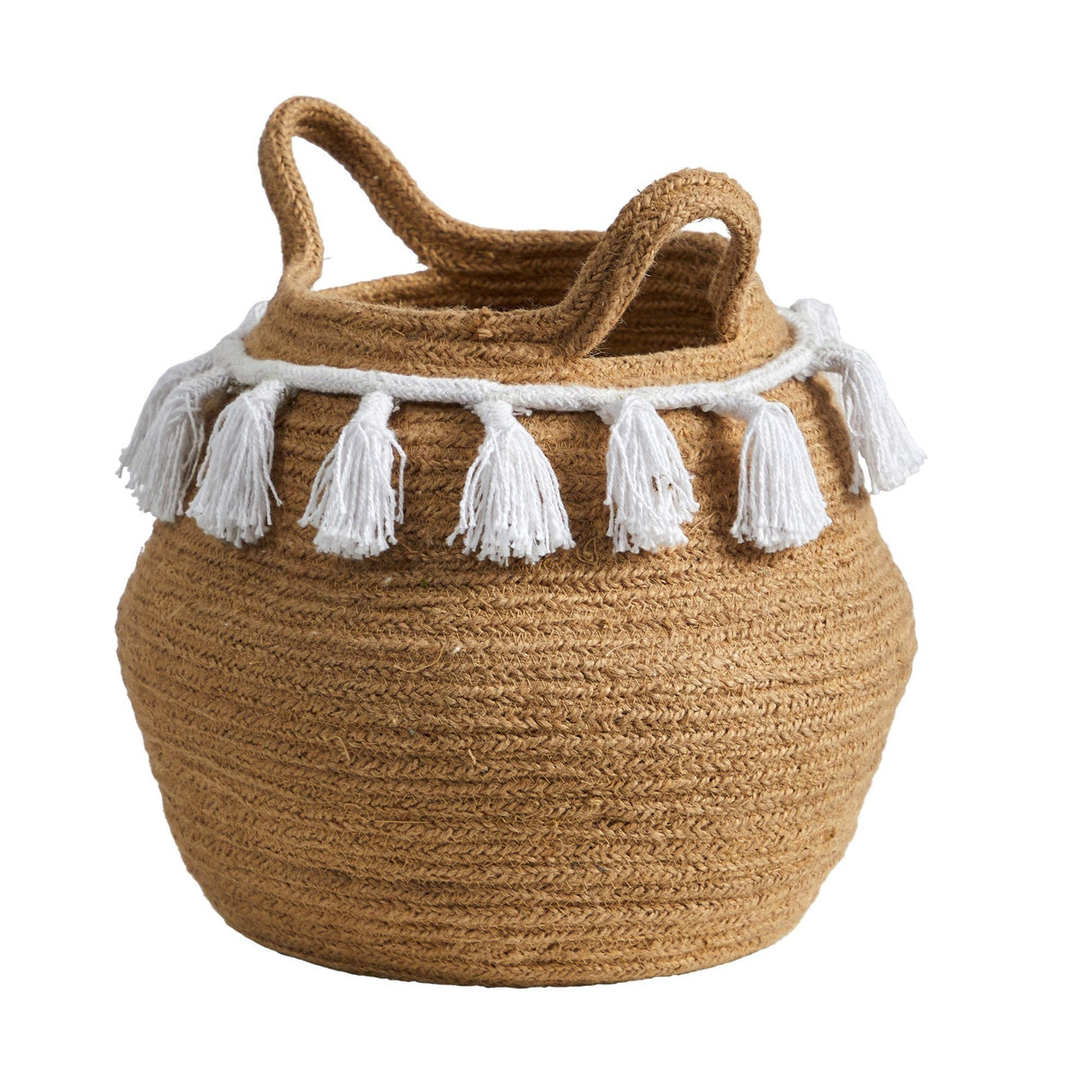 11” Boho Chic Handmade Natural Cotton Woven Planter with Tassels-Planter-Parc Decor