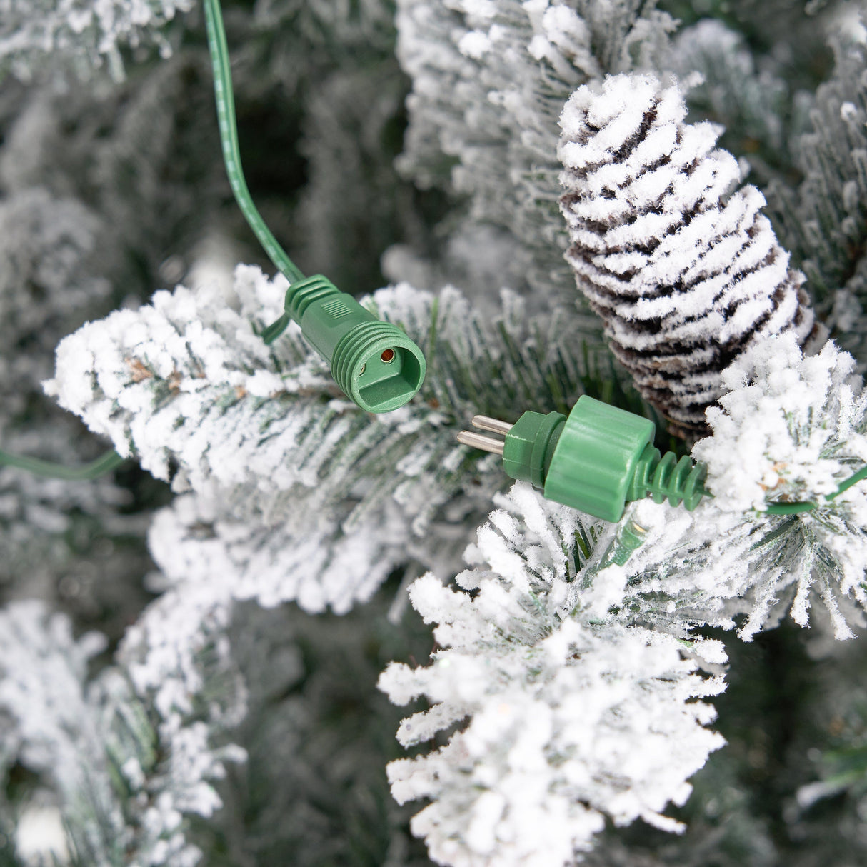 11’ Flocked Livingston Fir Artificial Christmas Tree with Pine Cones, 950 Clear Warm LED Lights and 3016 Bendable Branches-Christmas Tree-Parc Decor