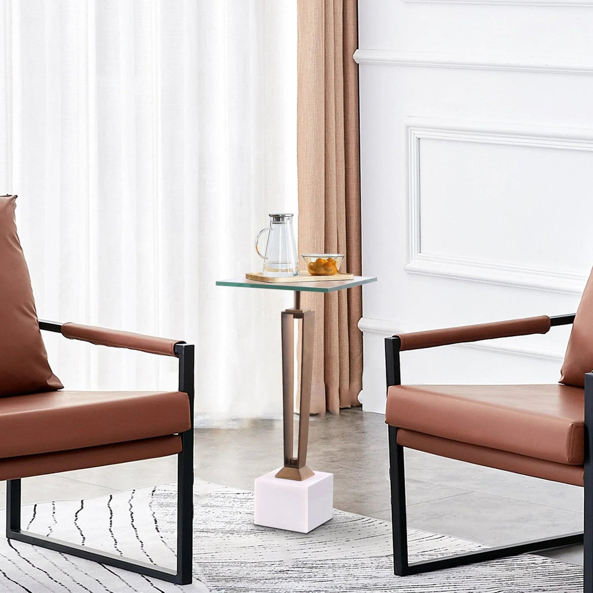 11" Modern Martini Table with White Marble