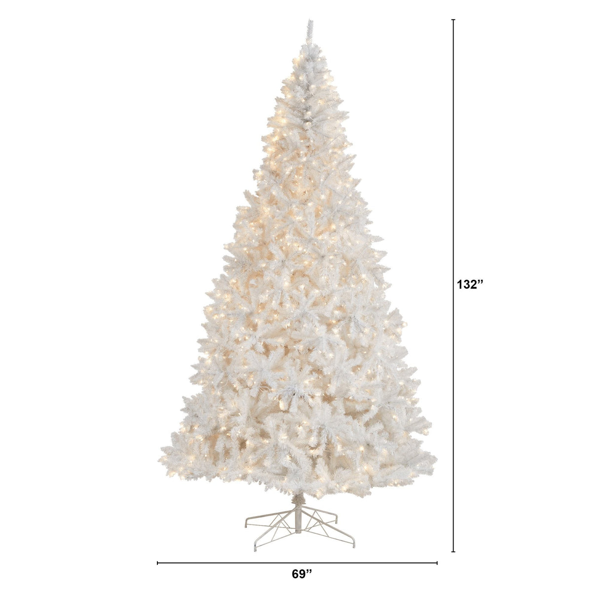 11' White Artificial Christmas Tree with 2720 Bendable Branches and 1000 LED Lights-Christmas Tree-Parc Decor