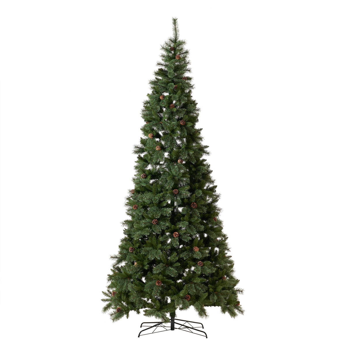 11’ White Mountain Pine Artificial Christmas Tree with 1050 Clear LED Lights, Pine Cones and 2395 Bendable Branches-Christmas Tree-Parc Decor