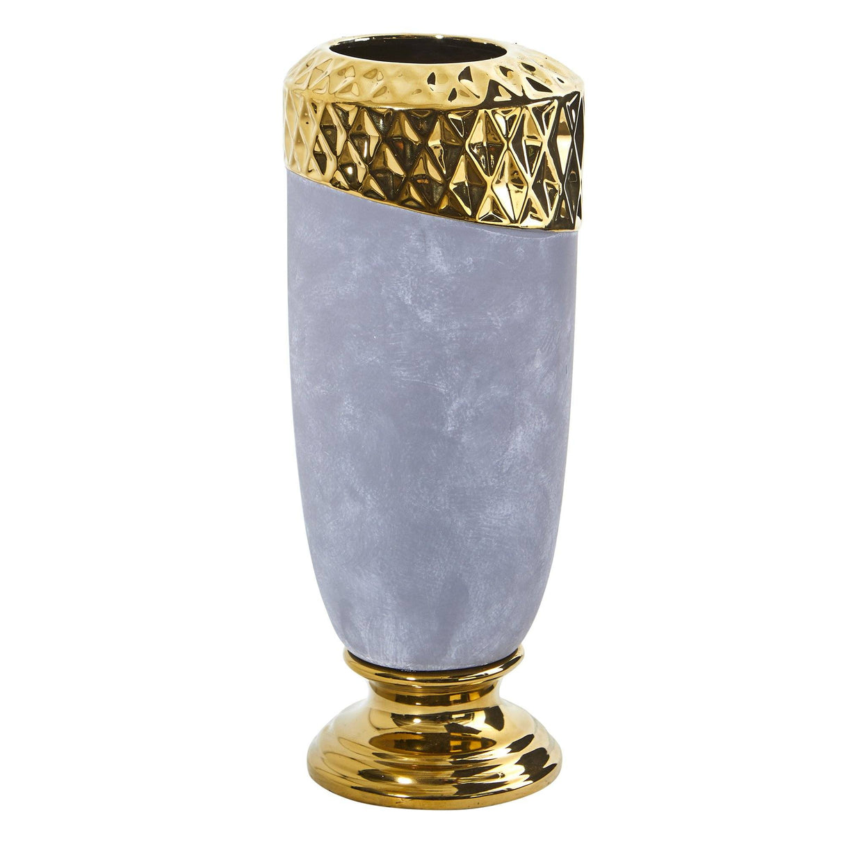 11.5” Regal Stone Vase with Gold Accents-Vase-Parc Decor