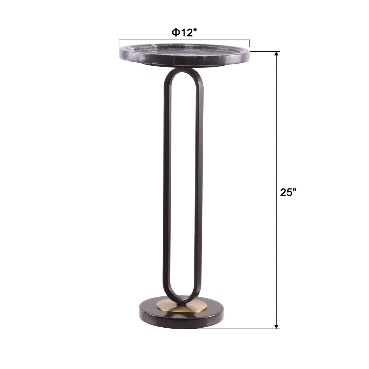 12" Black Round Side Table-Parc Decor