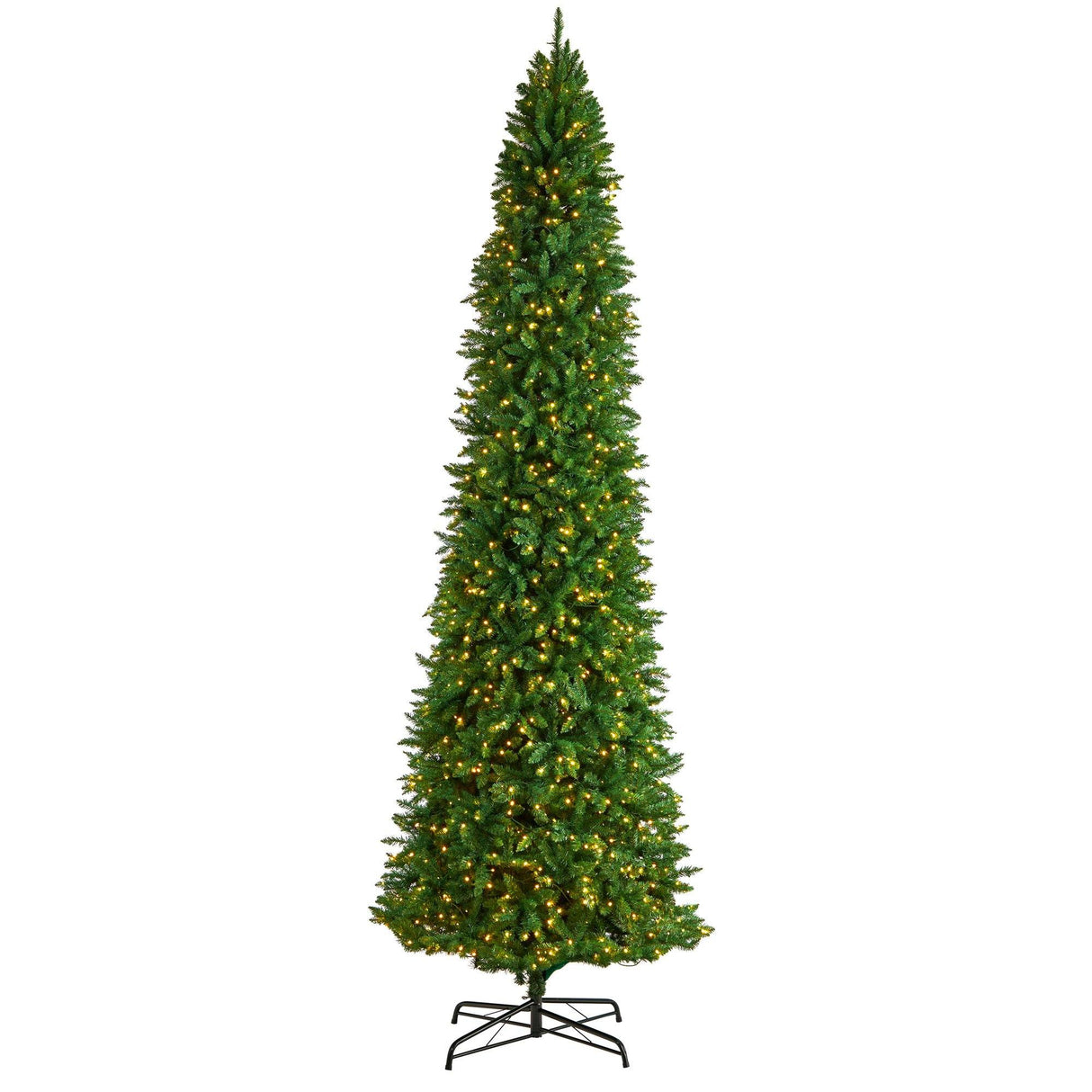 12’ Slim Green Mountain Pine Artificial Christmas Tree with 1100 Clear LED Lights and 3235 Tips-Christmas Tree-Parc Decor