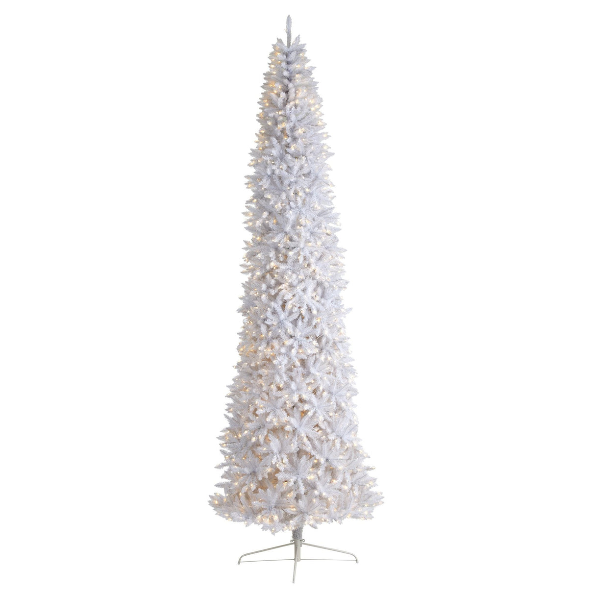 12’ Slim White Artificial Christmas Tree with 1100 Warm White LED Lights and 3235 Bendable Branches-Christmas Tree-Parc Decor