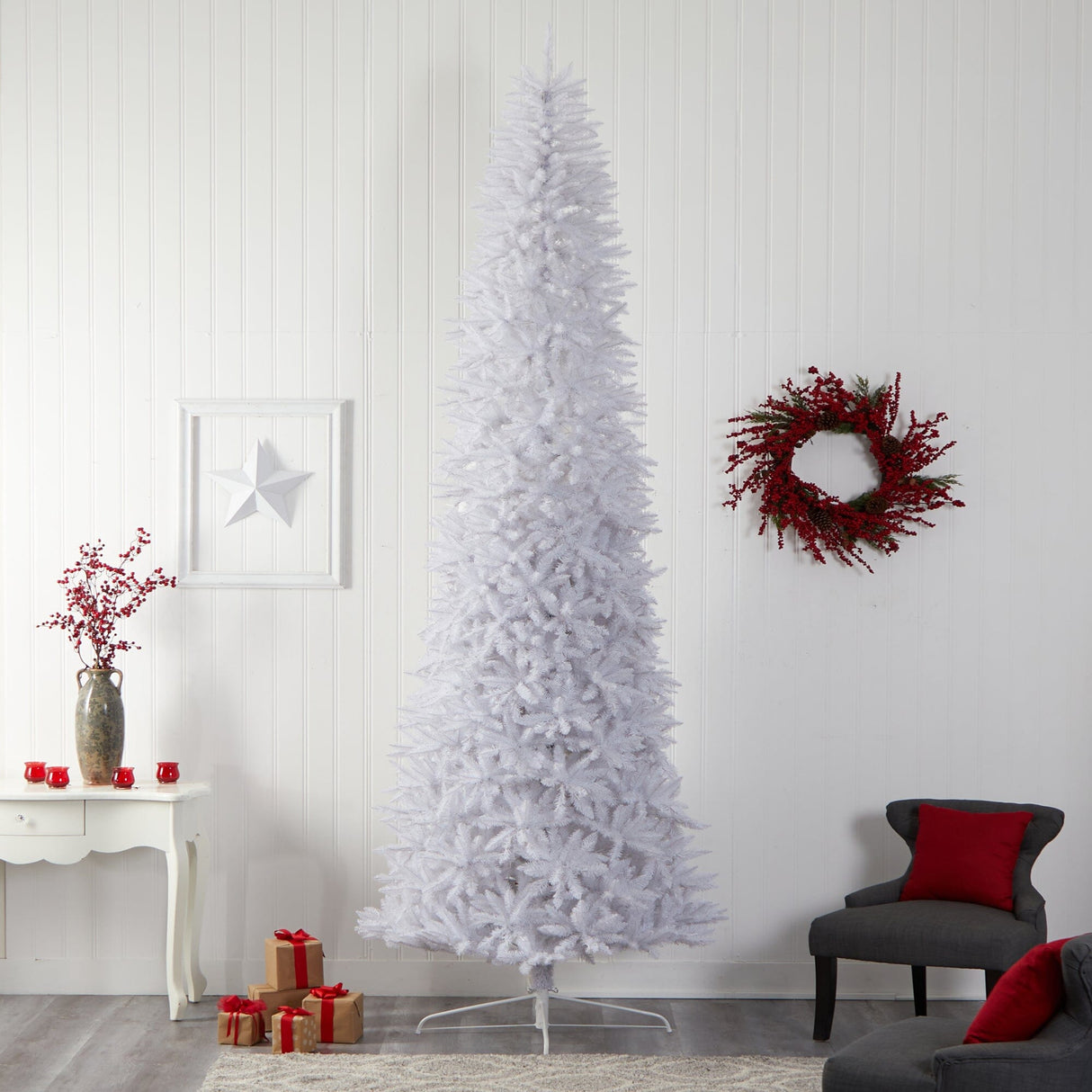 12’ Slim White Artificial Christmas Tree with 3235 Bendable Branches-Christmas Tree-Parc Decor