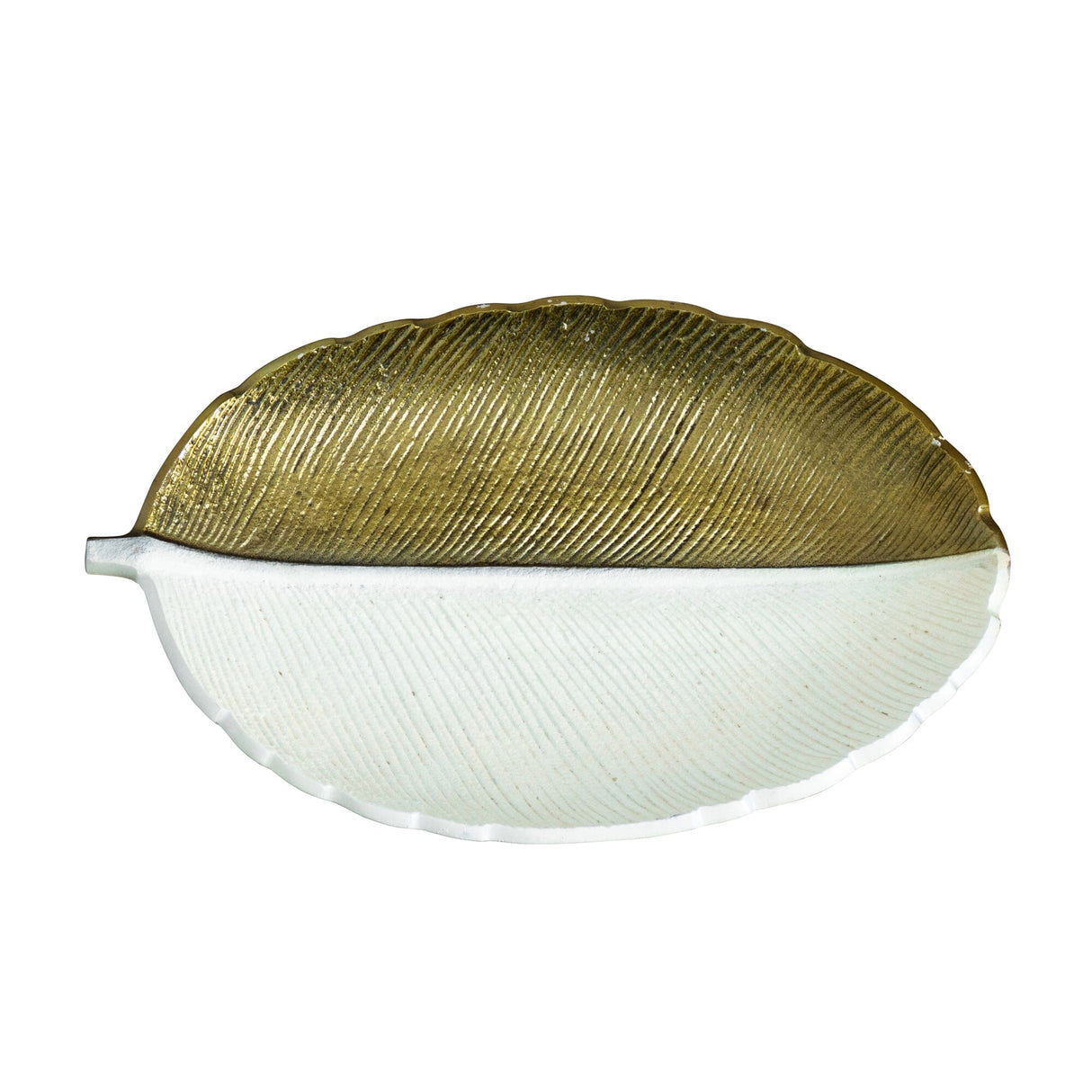 14" Gold and White Leaf Decorative Accent-Accessory-Parc Decor