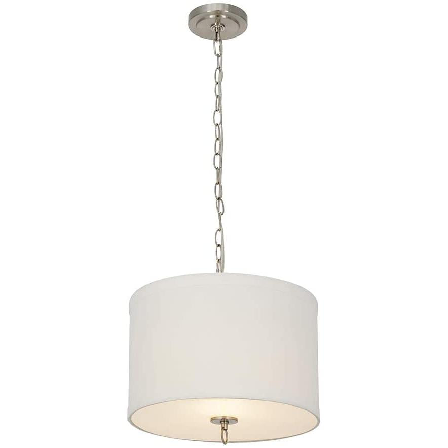14"W Light Pendant Brushed Nickel Finish with Oatmeal Linen Shade