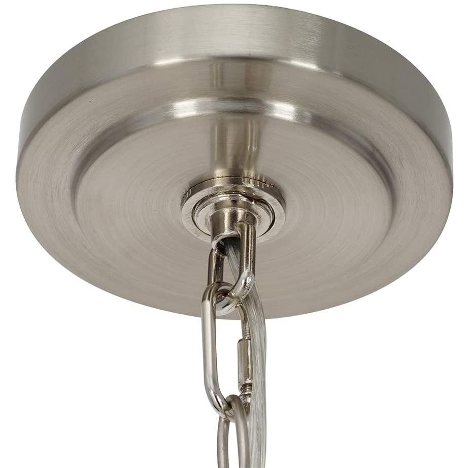 14"W Light Pendant Brushed Nickel Finish with Oatmeal Linen Shade
