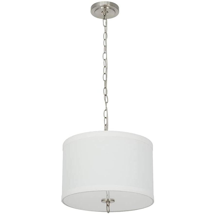 14"W Light Pendant Brushed Nickel Finish with Oatmeal Linen Shade