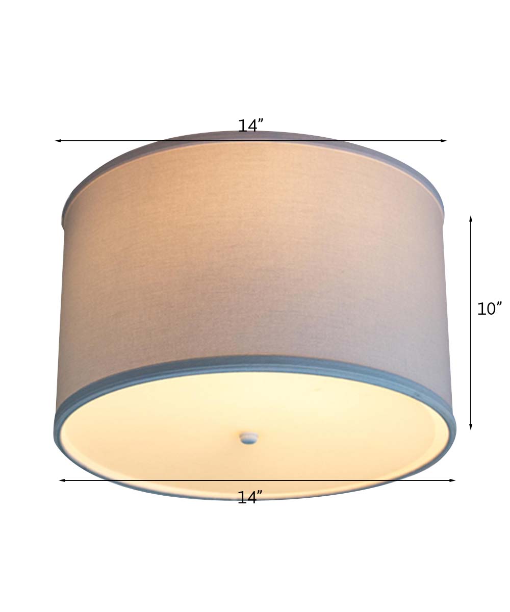 14"W Moderne Flush Mount Conversion Kit White Fabric Drum Lampshade