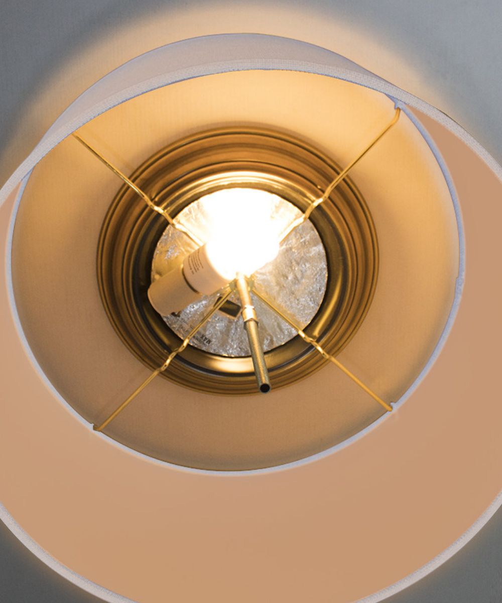 14"W Moderne Flush Mount Conversion Kit White Fabric Drum Lampshade