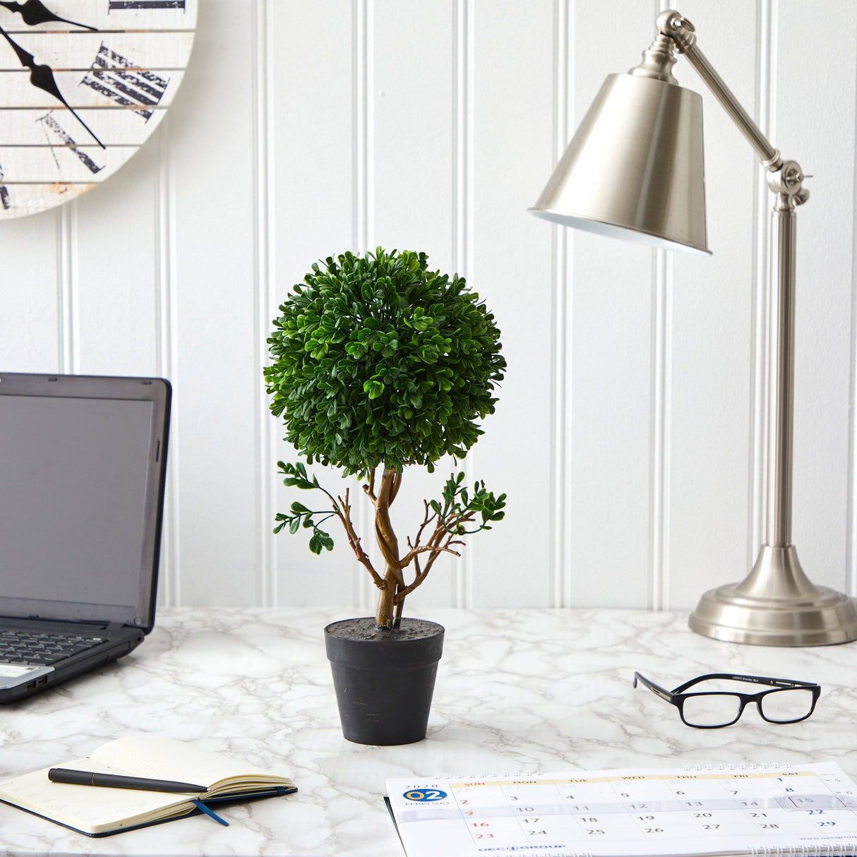 15” Boxwood Topiary Artificial Tree UV Resistant (Indoor/Outdoor)-Parc Decor