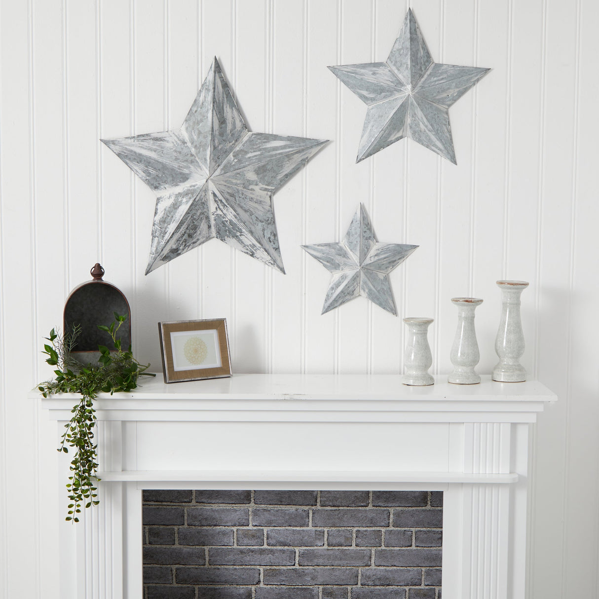 16”, 22” and 28” Farmhouse Stars Wall Decoration (Set of 3)-Parc Decor