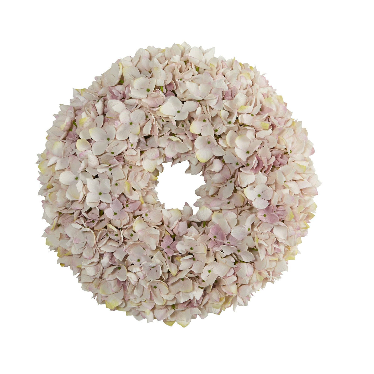 16” Hydrangea Artificial Wreath Pink & White Shades-Parc Decor