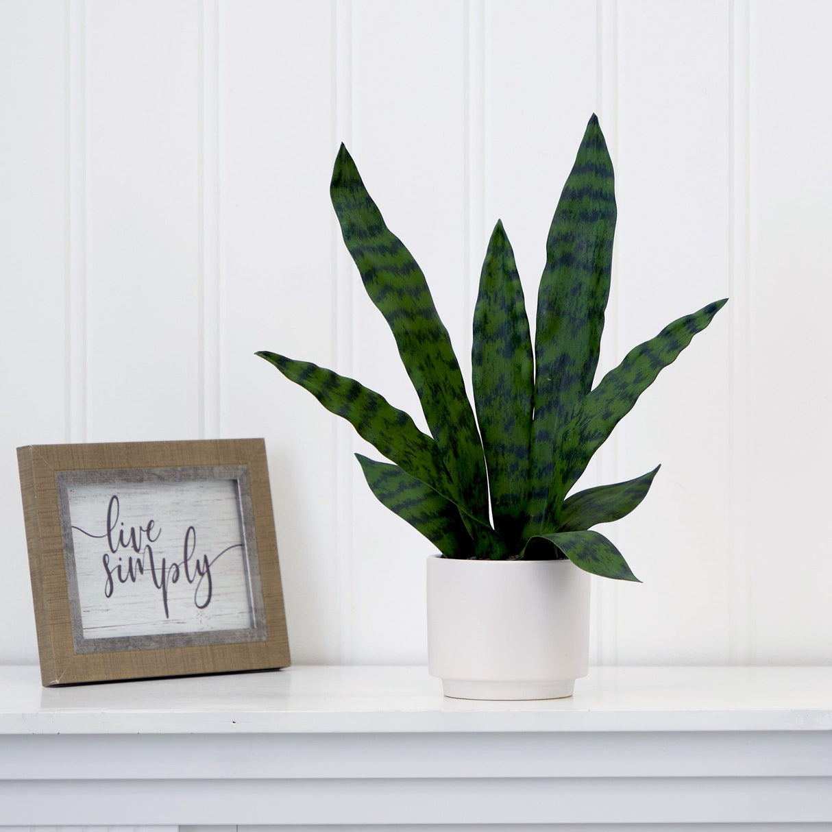 16" Artificial Sansevieria Snake Plant with Decorative Planter-Plant in Planter-Parc Decor