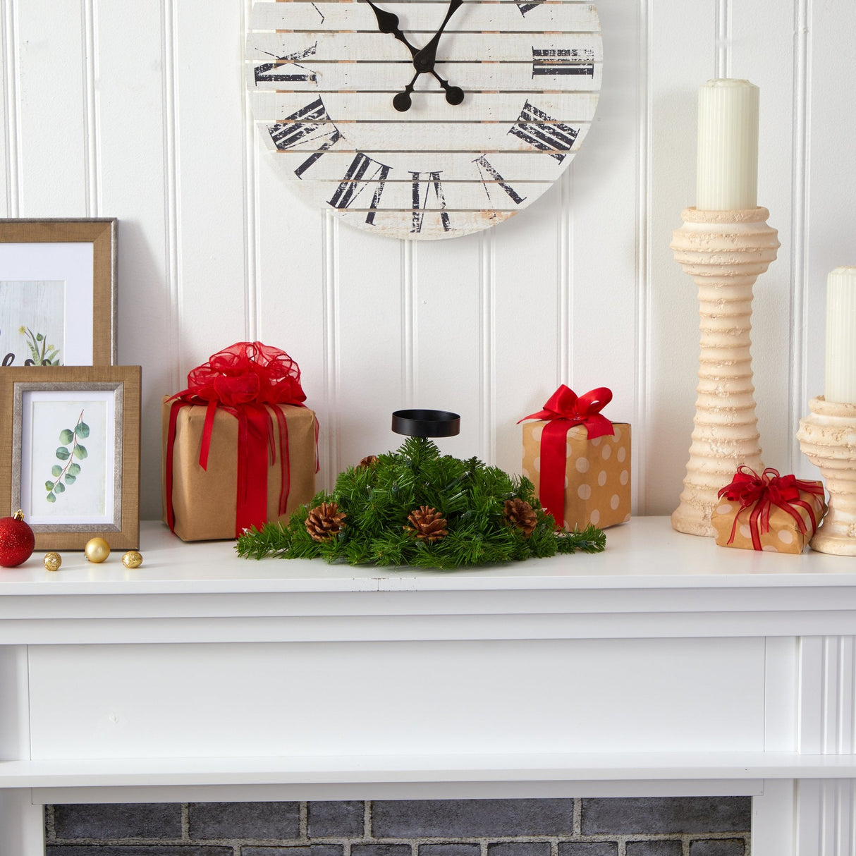 16” Christmas Pine Candelabrum with 35 Lights and Pine Cones-Candelabrum-Parc Decor