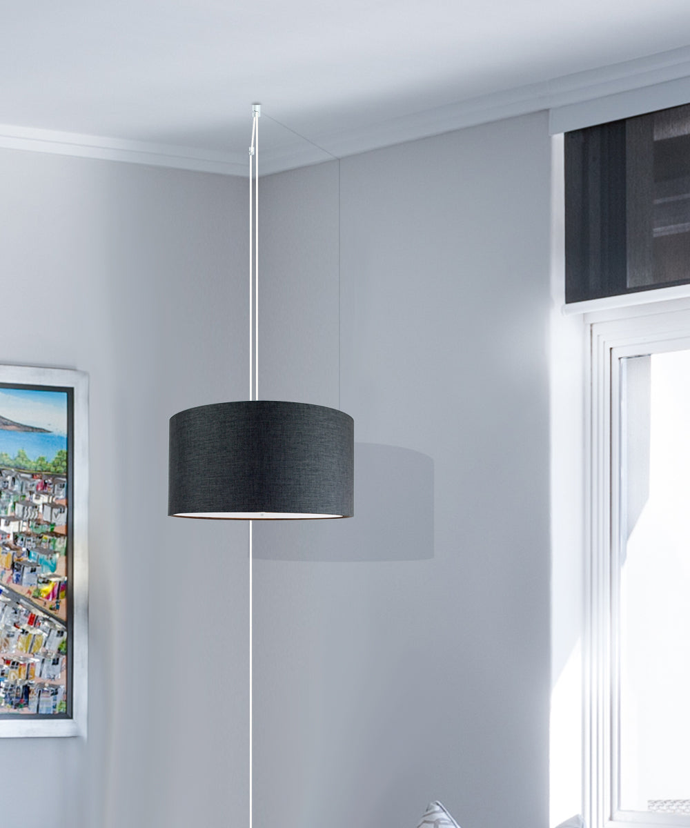 16"W 2 Light Swag Plug-In Pendant Granite Gray with Diffuser White Cord