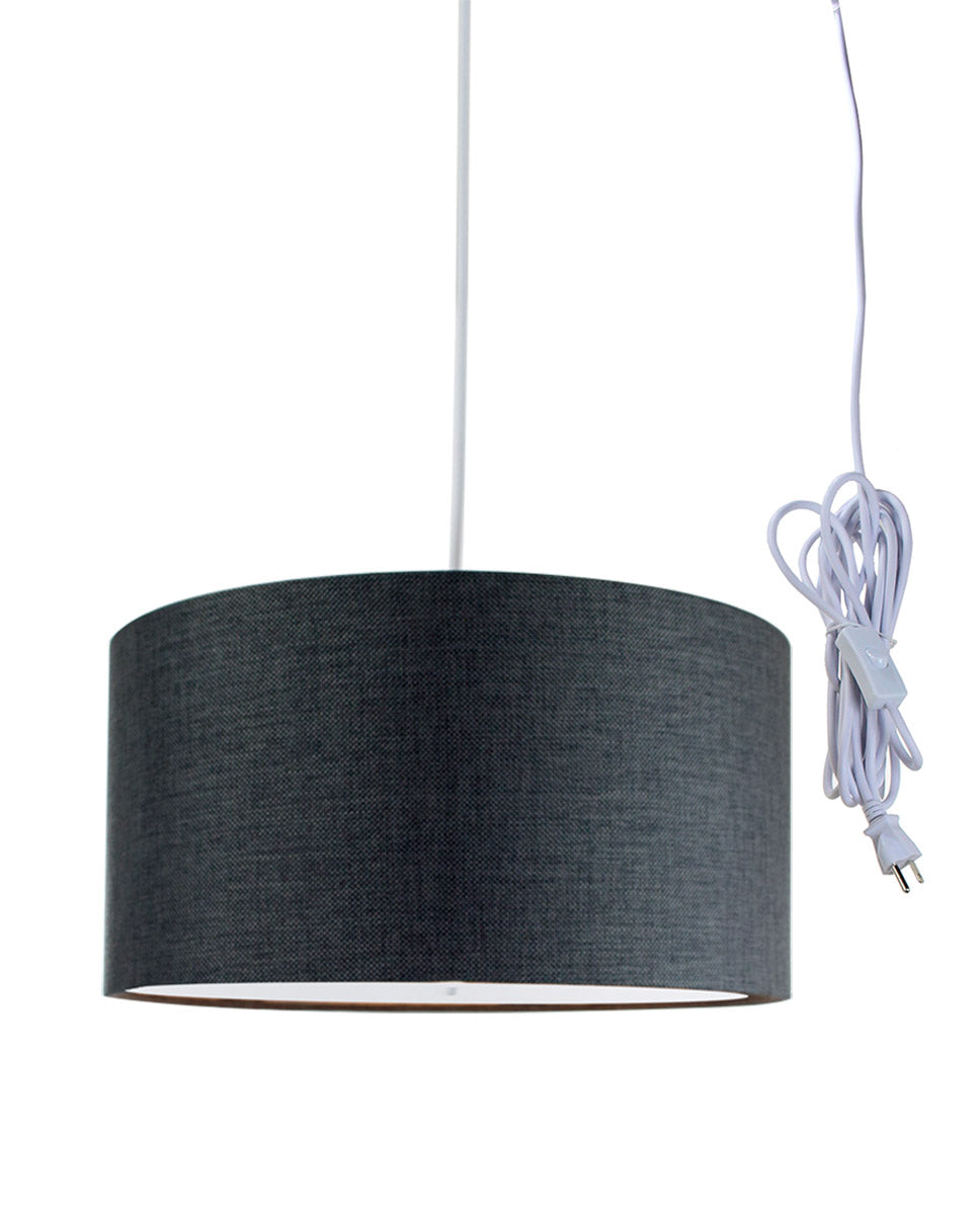 16"W 2 Light Swag Plug-In Pendant Granite Gray with Diffuser White Cord
