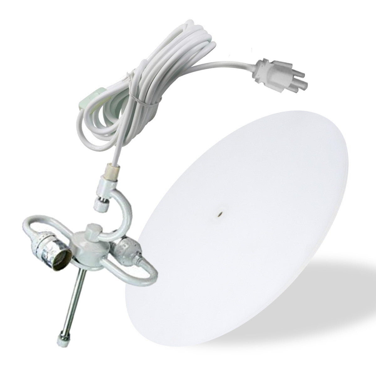 16"W 2 Light Swag Plug-In Pendant White with Diffuser White Cord-Parc Decor