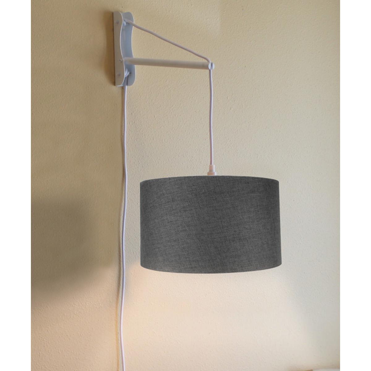 16"W MAST Plug-In Wall Mount Pendant 2 Light White Cord/Arm with Diffuser Granite Gray Shade