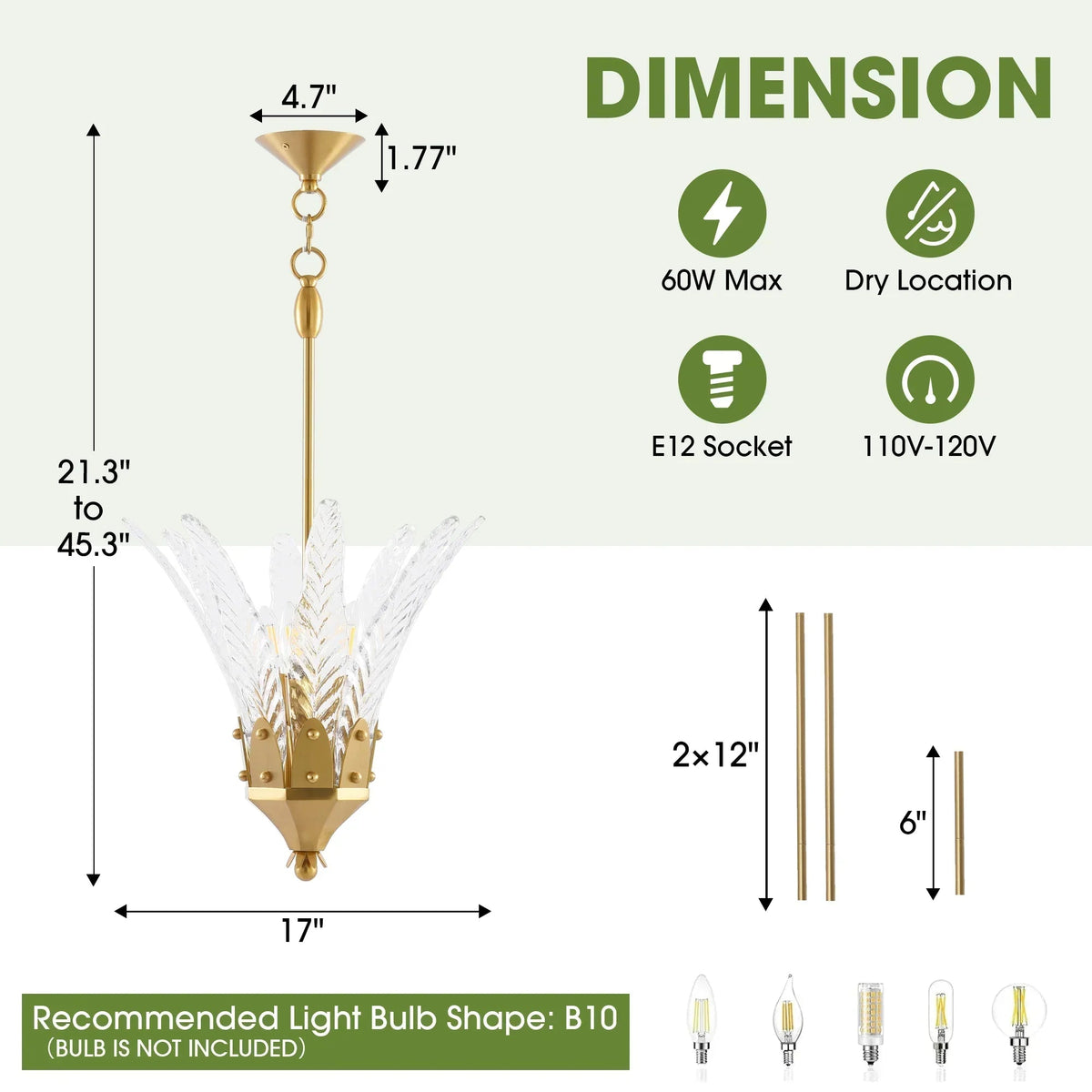 17 Inch Vito 3-Light Feather-shaped Island Pendant Light