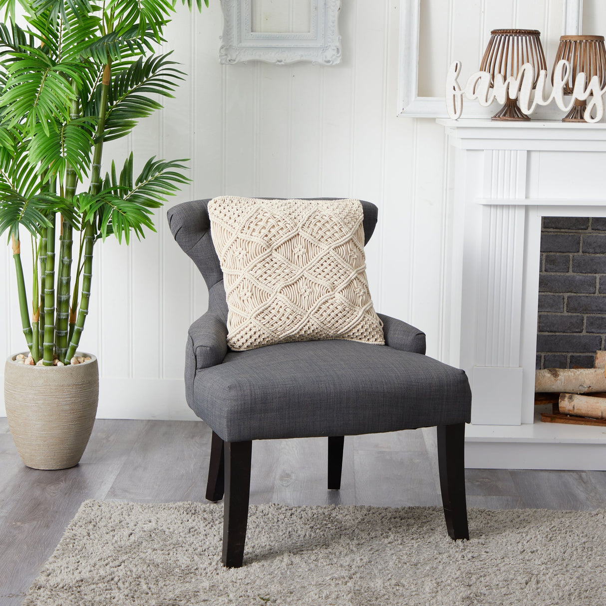 18” Boho Cross Woven Macrame Decorative Pillow Cover-Parc Decor