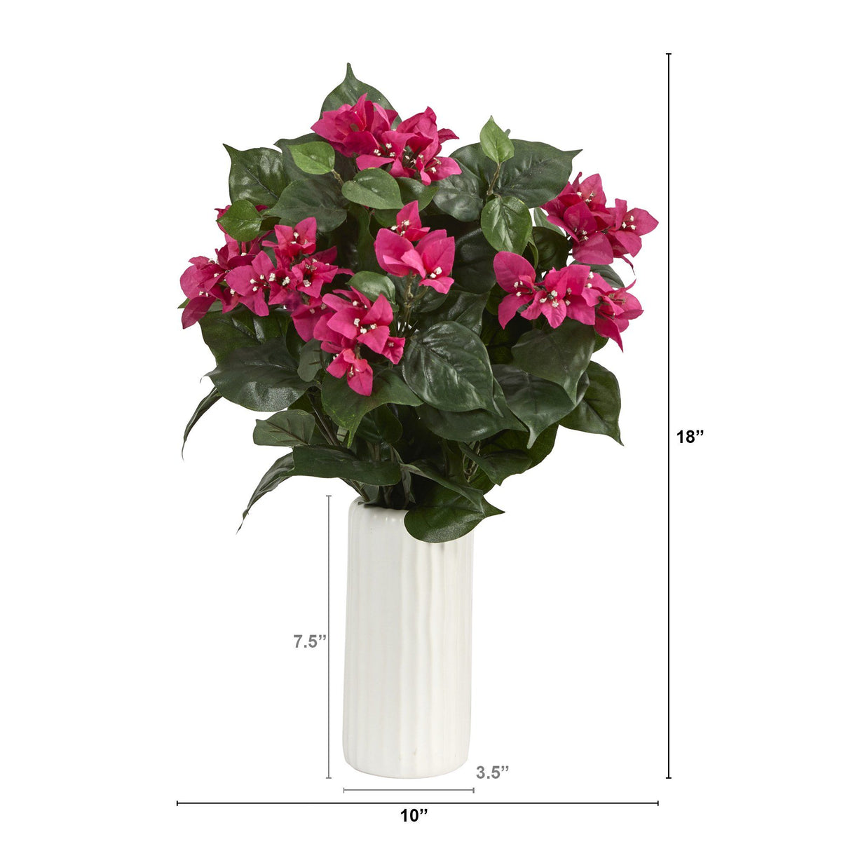 18” Bougainvillea Artificial Plant in White Planter-Parc Decor