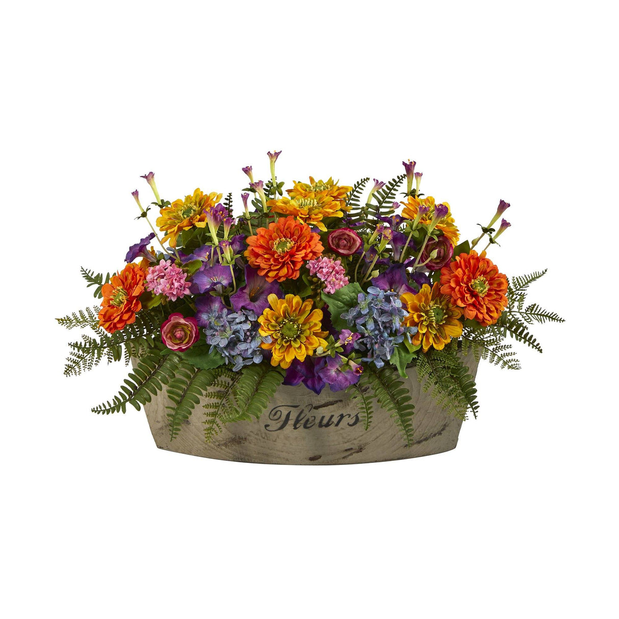 18” Mixed Flowers Artificial Arrangement in Decorative Vase-Parc Decor