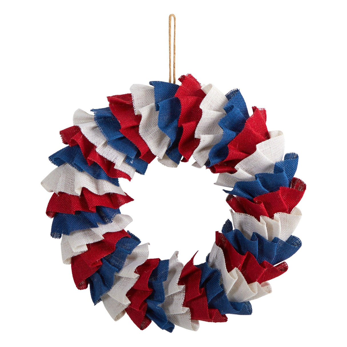 18” Red White and Blue “Americana” Burlap Wreath-Parc Decor